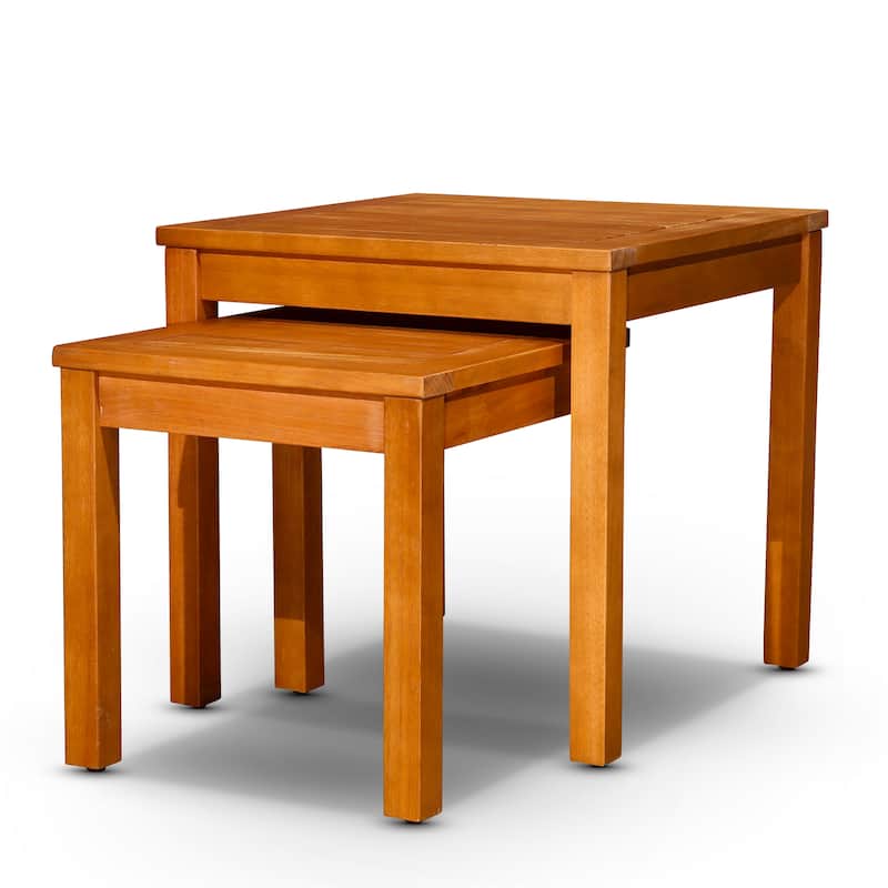 DTY Outdoor Living Longs Peak 2-Piece Eucalyptus Nesting Table Set, Natural Oil - Natural Oil