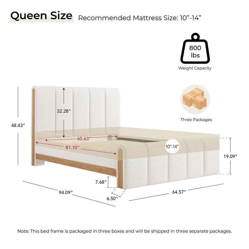 Spruce & Spring Upholstered Platform Bed with Channel-Quilted Headboard and Footboard