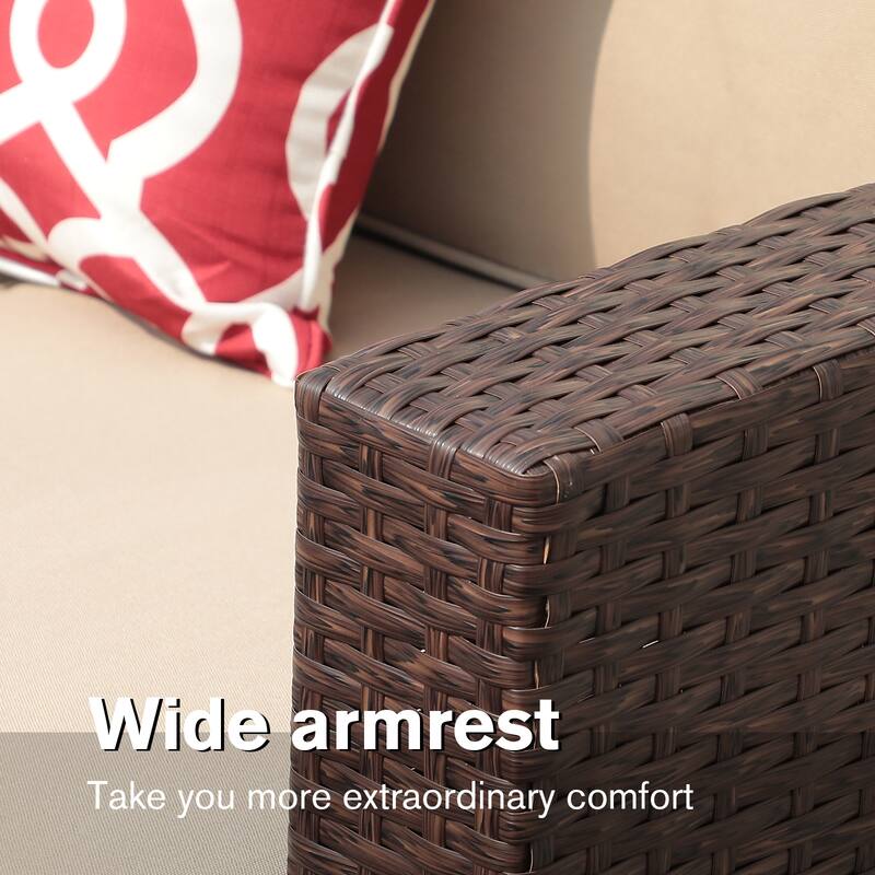 Outdoor 9 Pieces Wicker Sectional Sofa Set (Storage Box And Fire Pit