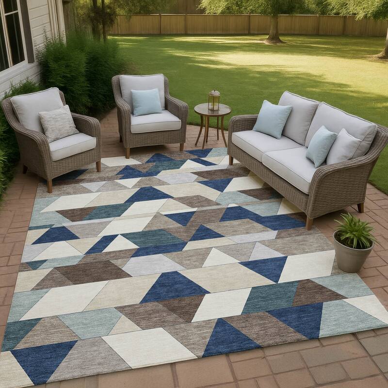 Machine Washable Indoor/ Outdoor Modern DeVaughn Chantille Rug - Navy - 2'6" x 3'10"
