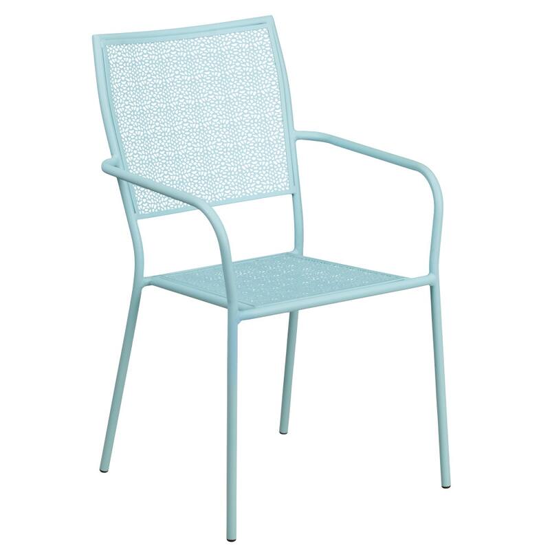 28'' Square Indoor-Outdoor Steel Patio Table Set with 2 Square Back Chairs