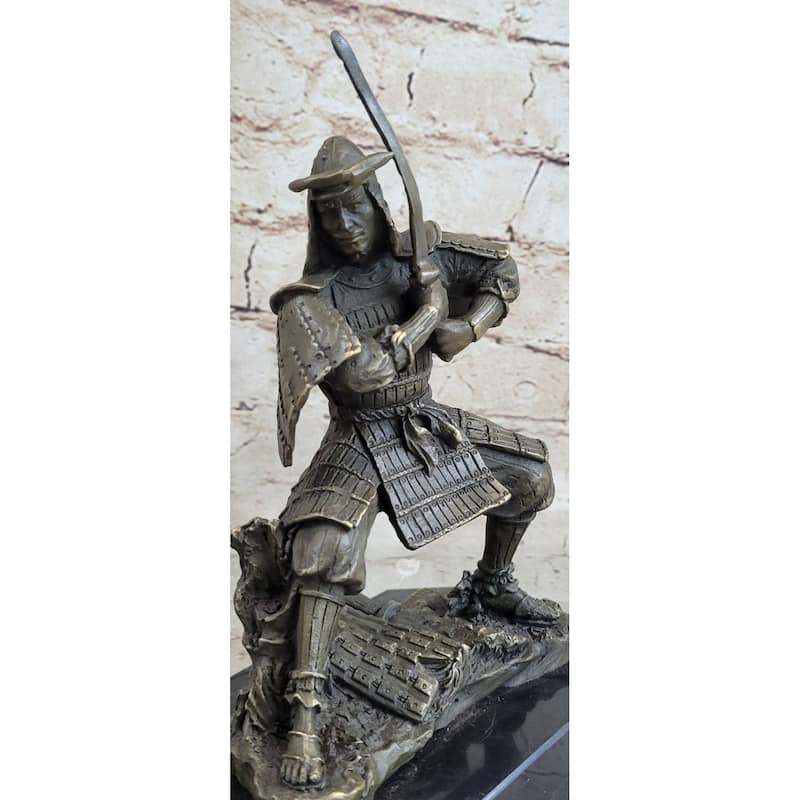 Japanese Samurai Warrior W/ Katana Bronze Statue Sculpture Figurine Kamiko 9 Inches X 7 Inches