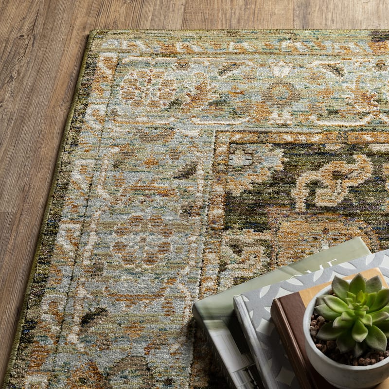 Style Haven Adalynn Bordered Traditional Green/ Gold Area Rug