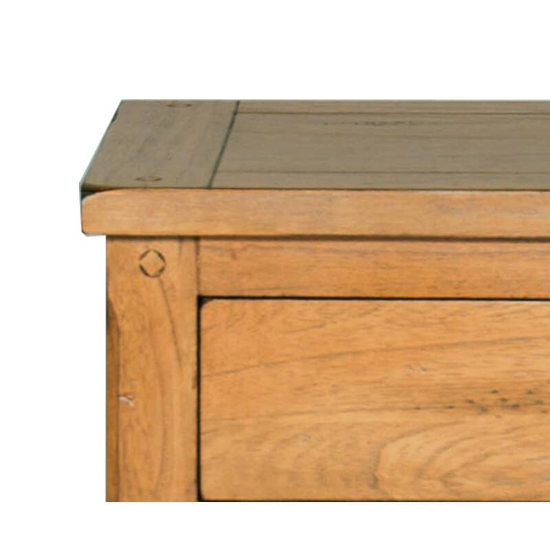 Marv Nightstand, 3 Drawers, Rustic Light Brown Solid Wood 29 Inch
