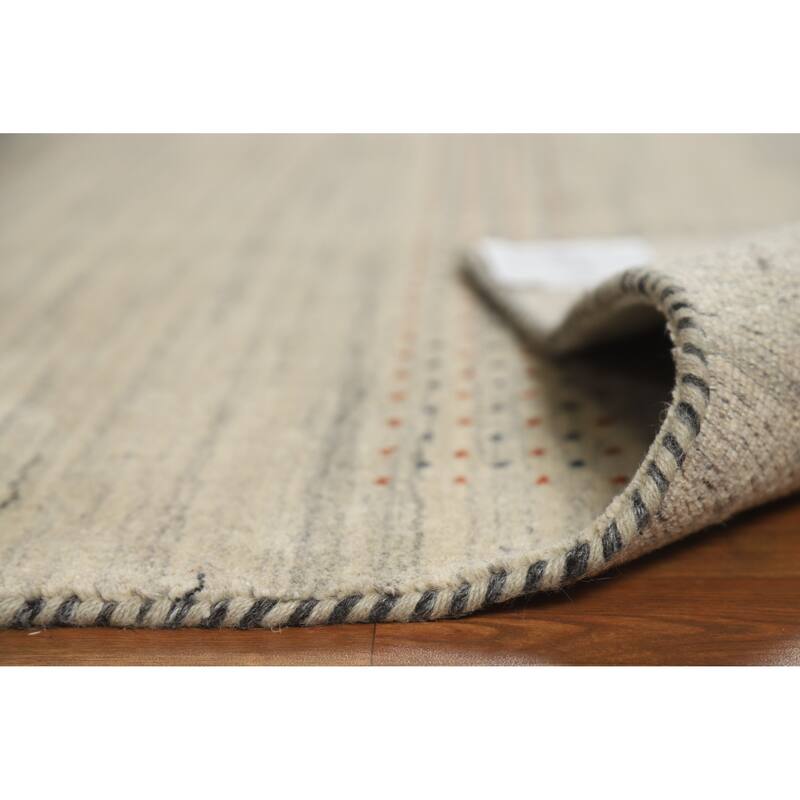 Hand Knotted Oriental 100% Wool Carpet Tribal Animal Pictorial Beige & Ivories Gabbeh Area Rug - 7' 9'' X 5' 1''