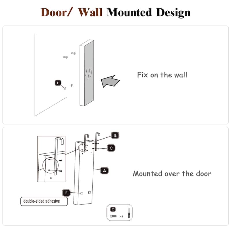 Costway Mirrored Wall & Door Mounted Jewelry Cabinet Storage Organizer - See Details