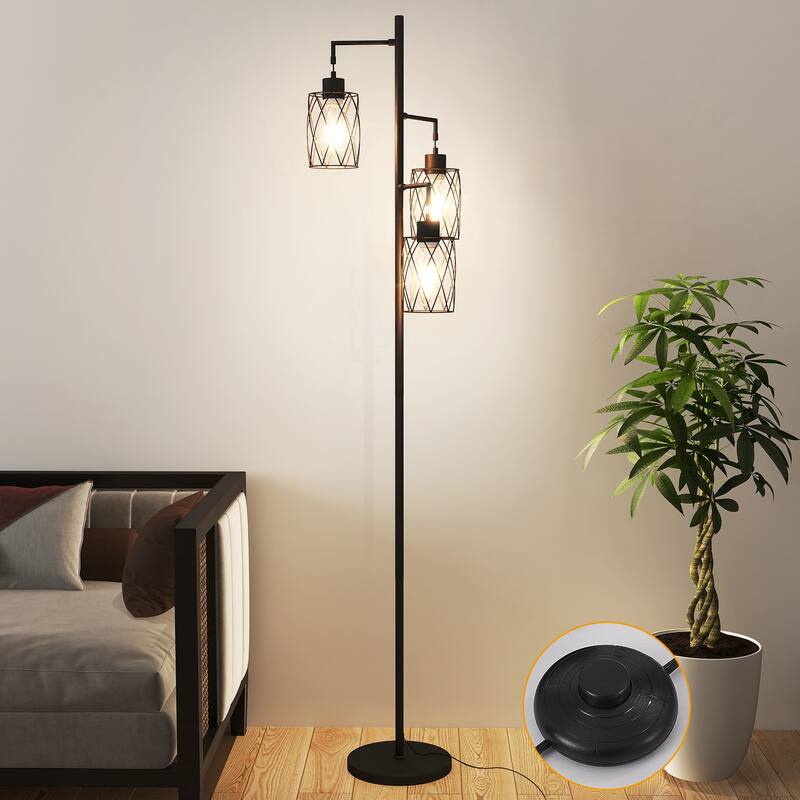 67 Inch 3-Light Tree Floor Lamp with Foot Switch, Easy to Assemble