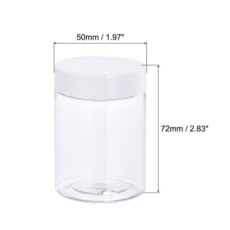 Round Plastic Jars with White Screw Top Lid, 4Pcs