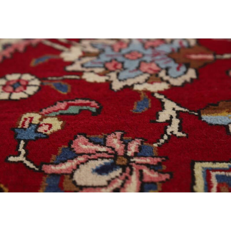 Hand Knotted Oriental 100% Wool Carpet Traditional Floral Red Tabriz Area Rug - 16' 10'' X 10' 0''