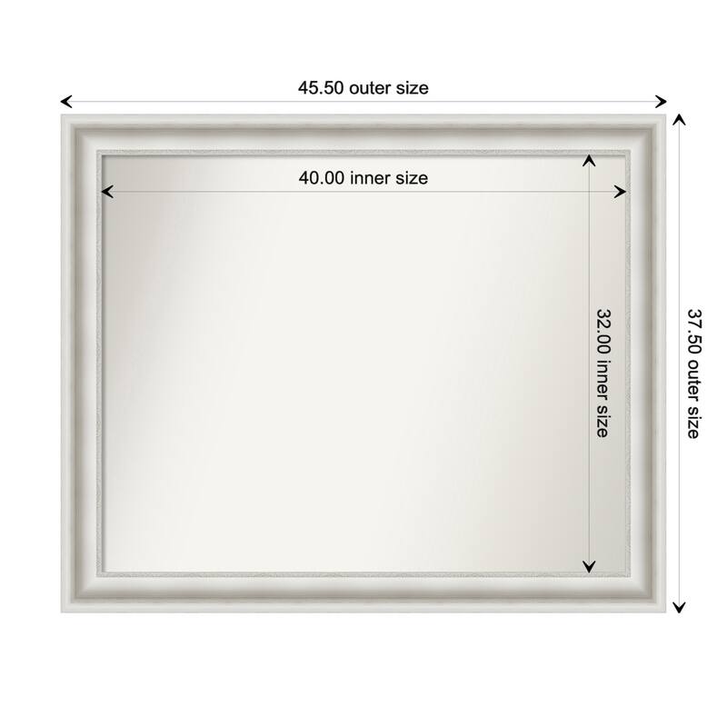 Parlor White Framed Non-Beveled Custom Wall Mirror, Bathroom Vanity Mirror - Outer Size: 45.5 x 37.5