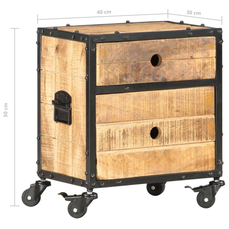 vidaXL Bedside Cabinet 15.7"x11.8"x19.7" Rough Mango Wood