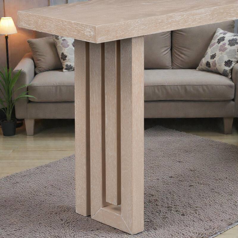 Oak Veneer Console Table with Unique Side Design, Modern Entryway Table for Hallway Living Room