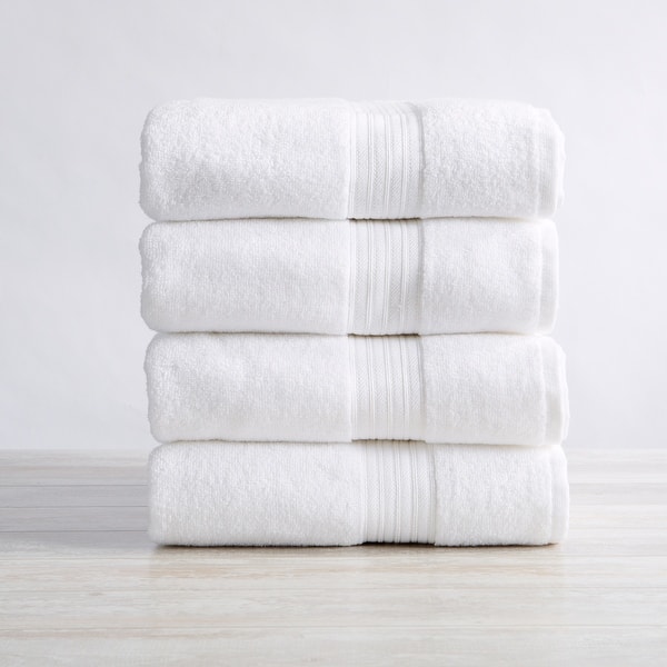 slide 2 of 7, Linery & Co. Ringspun Cotton Bath Towel Bath Towel (Pack of 4) - White