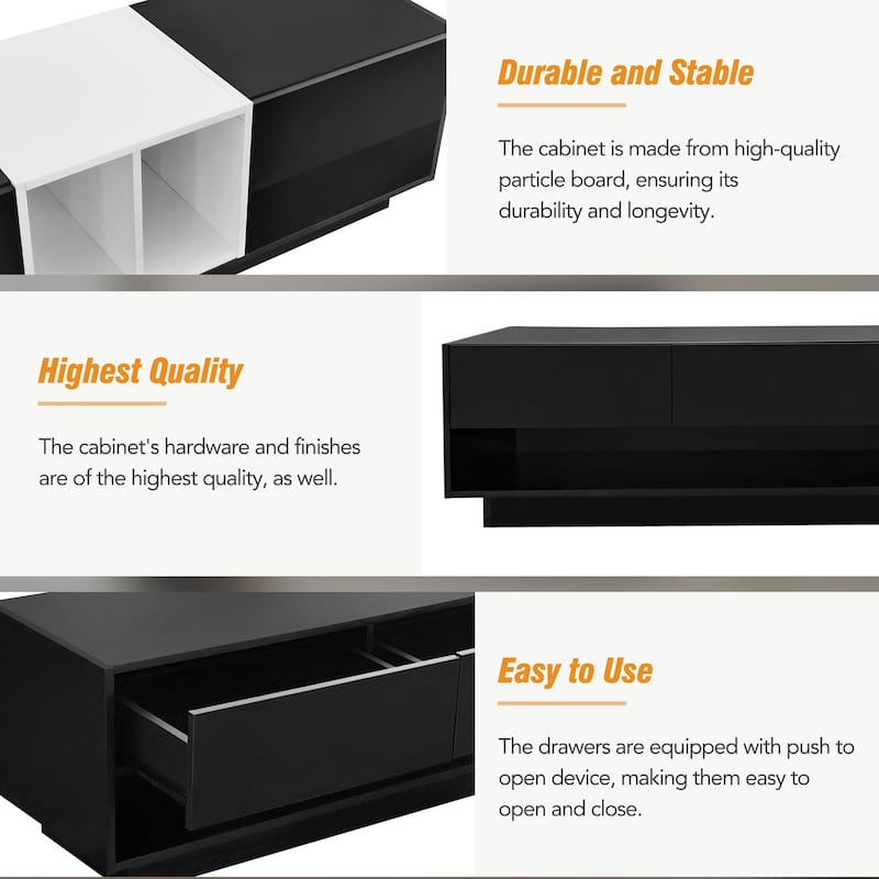 Black 74.8" TV Stand with Perfect Storage Solution and Versatile Compartment for TVs Up to 80"