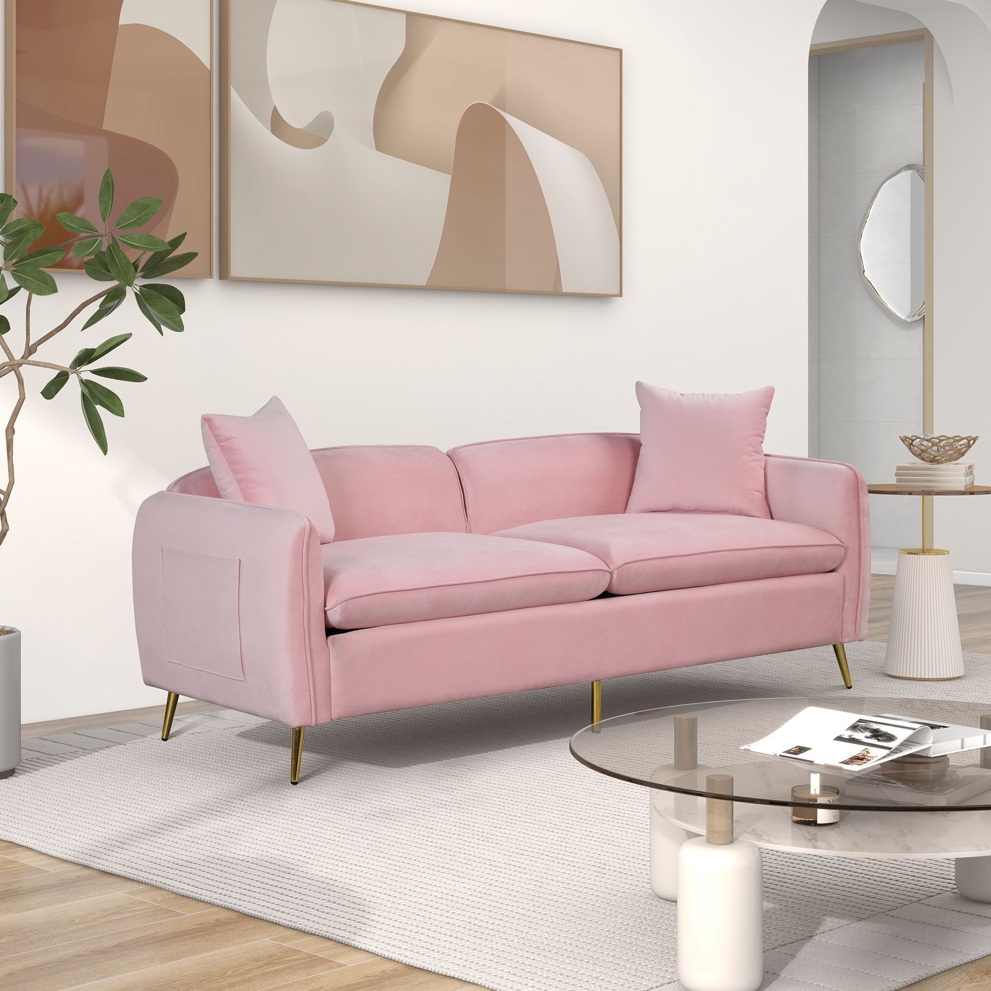 Recessed cheap arm loveseat