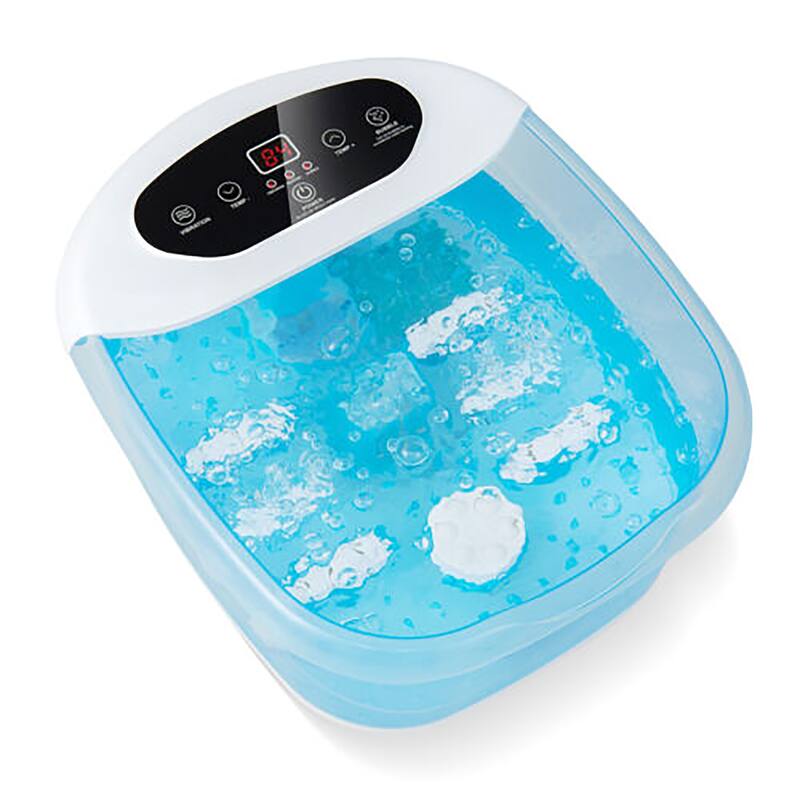 Gymax Foot Spa Massager Foot Bath Soak Tub with Heat Bubble Massage - Blue