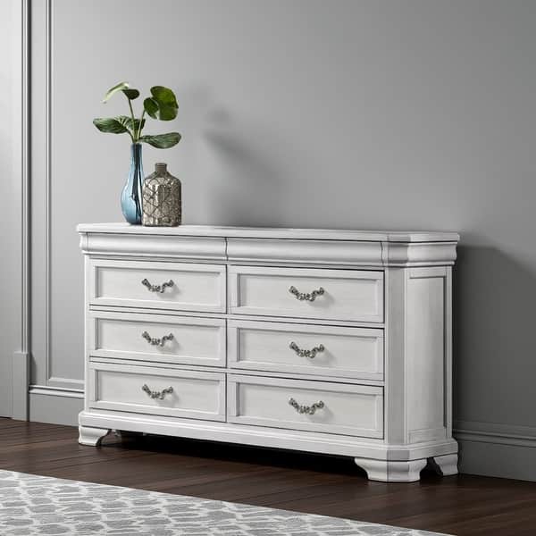 40 inch dresser Benzara Rex 40 Inch Modern Upholstered Dresser, 6 Drawers, Crystal Handles, Pink - BM279728