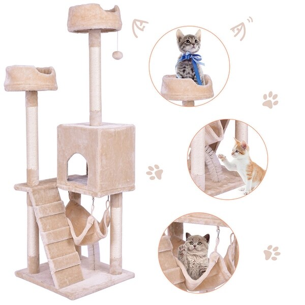Shop Gymax Pet Cat Tree Play House Tower Condo Bed Scratch 