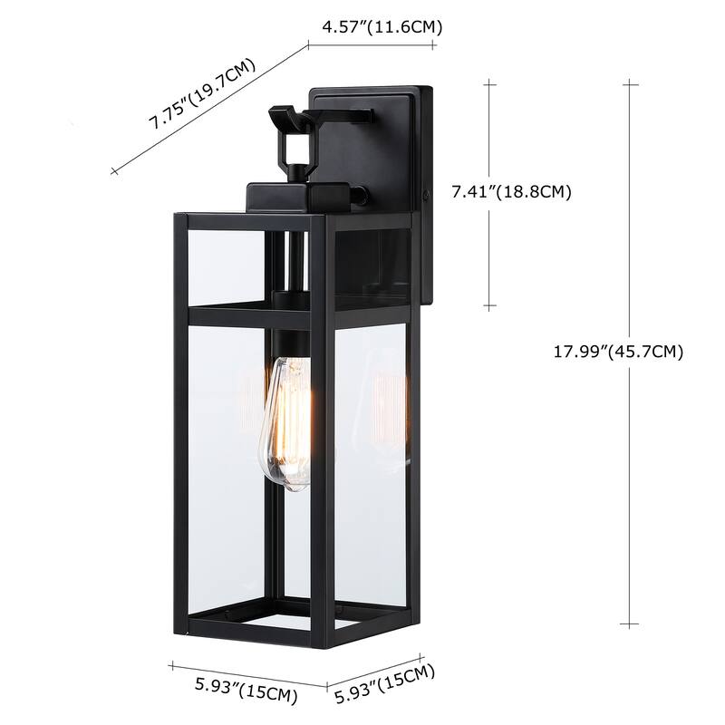 4 Pack Matte Black Outdoor Wall Light - 5.9"x7.76"x17.99"
