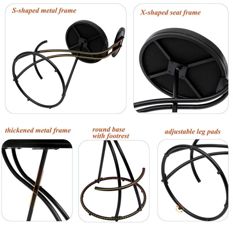 Bar Stools Upholstered Counter Height Barstools for Kitchen Island Set of 2 Modern PU Leather Dining Chairs with Footrest