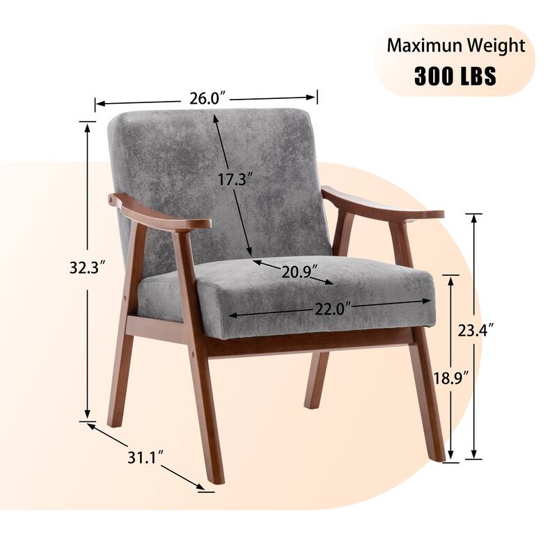 Wingback Chair with Wood Frame