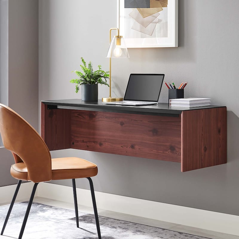 Kinetic 49" Wall-Mount Office Desk - Black Cherry