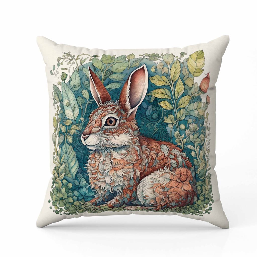 Breezy Bunny Indoor/Outdoor Reversible Throw Pillow Green and Bronze