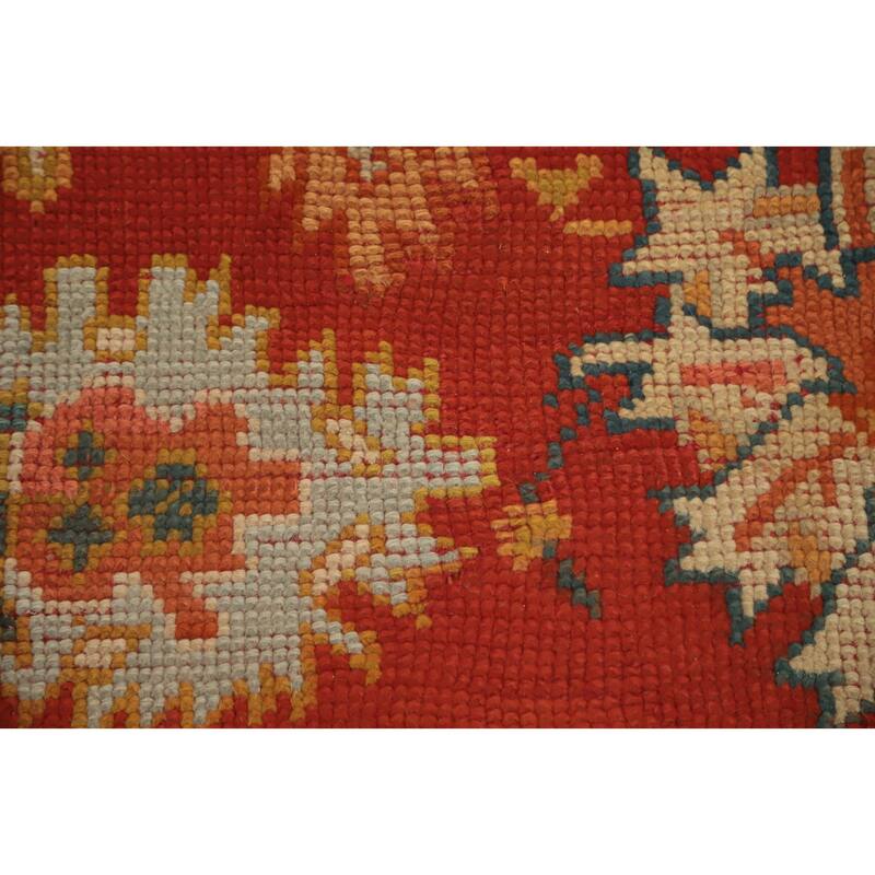 Hand Knotted Oriental 100% Wool Carpet Transitional Floral Oranges & Rust Oushak Area Rug - 11' 4'' X 8' 8''