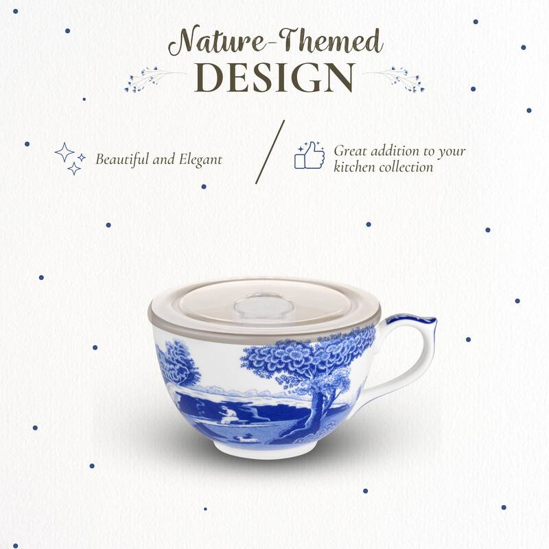 Spode Blue Italian Jumbo Cup with Lid - 20 oz
