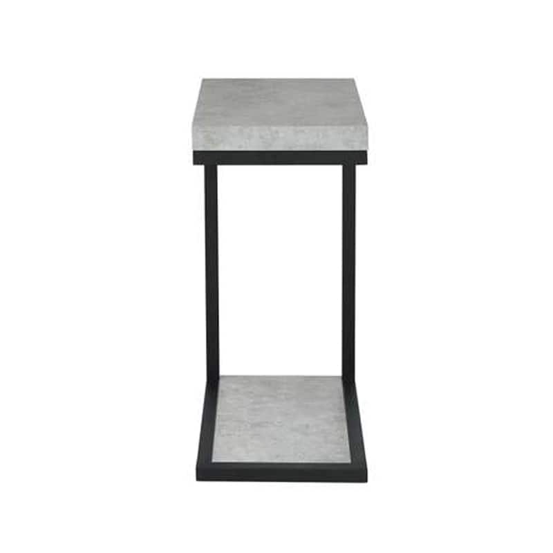 Industrial Faux Cement Designed Snack Table - 25.25 H x 11.5 W x 17.75 L Inches - Gray and Black