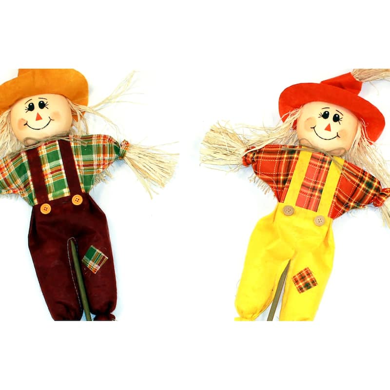 15" Harvest Scarecrow on 9" Pick, Set of 6