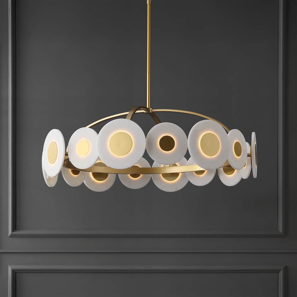 SAFAVIEH Couture Lighting Keith Metal Chandelier, Modern LED Ceiling Light Fixture for Dining Room and Entryway