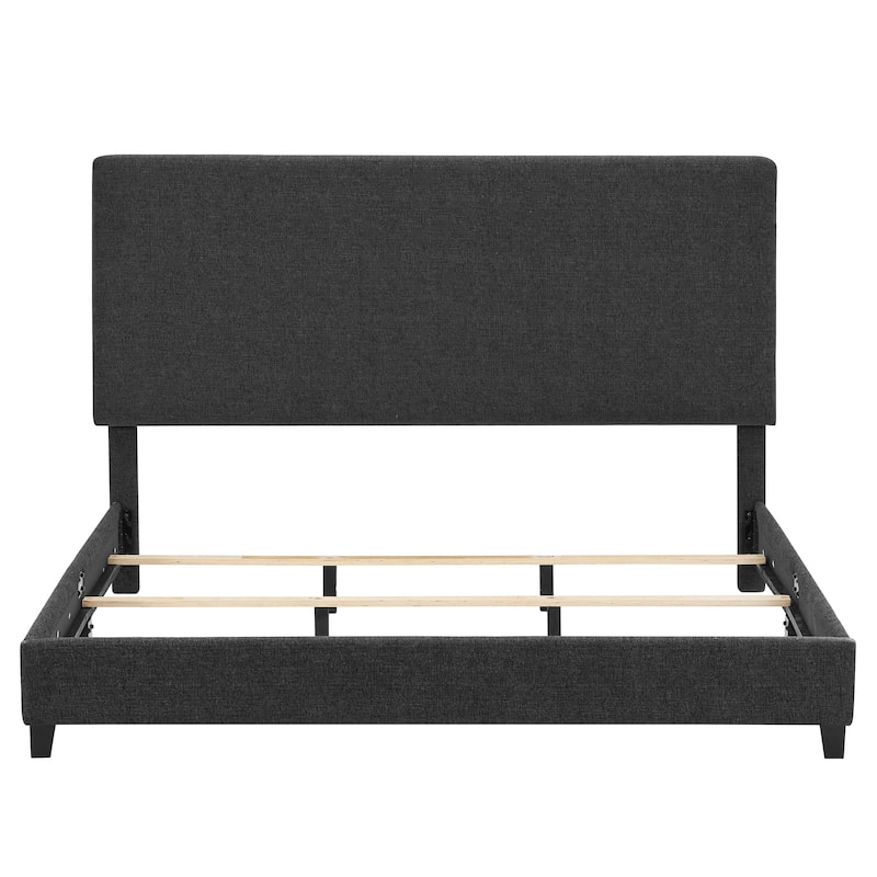 King Size Charcoal Grey Upholstered Platform Bed