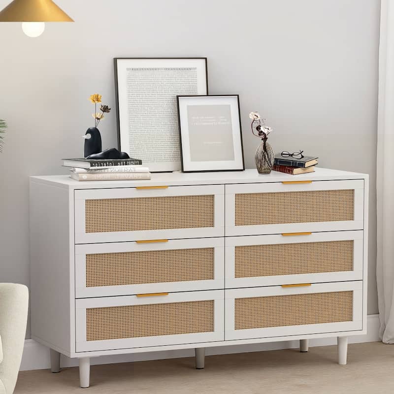 6-Drawers Rattan Storage Cabinet