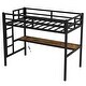 preview thumbnail 6 of 10, Black Twin XL Size Metal Loft Bed with Power Outlet and LED Lighted, Space-Saving, Noise Reduced