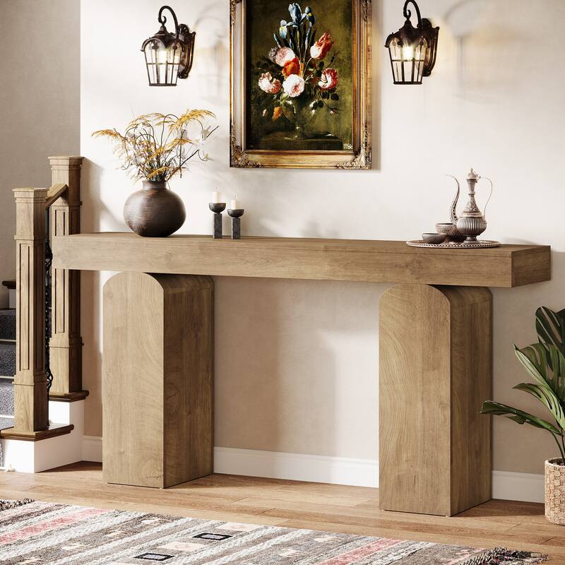 Console Table, Wooden Entryway Table, Sofa Behind Couch Table Hallway Foyer Accent Table - Natural
