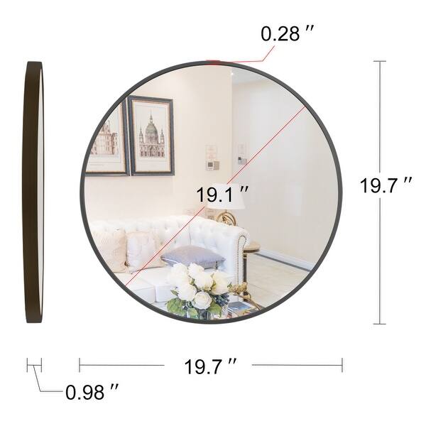 20 Inch Wall Circle Mirror Large Round Black Farmhouse Circular Mirror ...