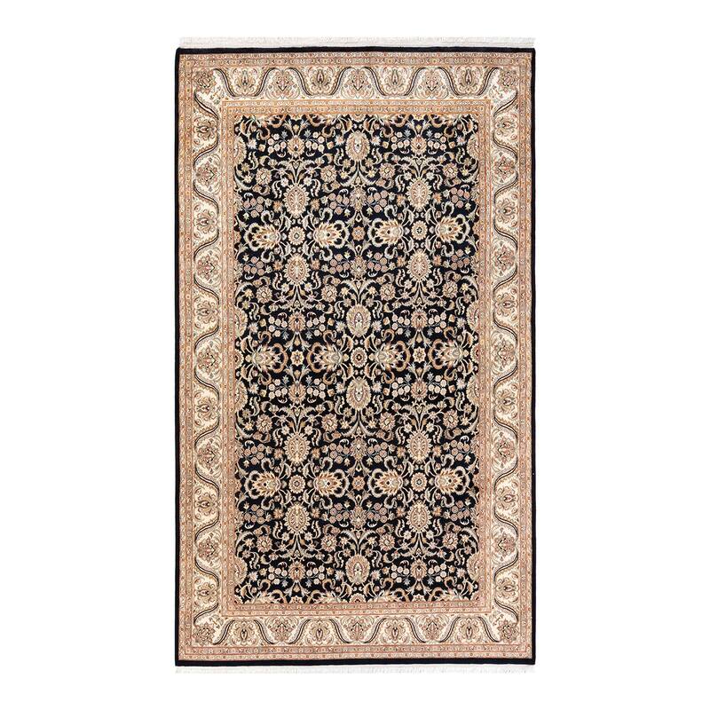 Overton Hand Knotted Wool Traditional Oriental Black Area Rug - 6' x 9' - Black - 6' x 9'