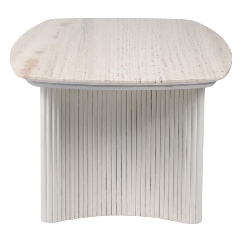 Wood Accent Table Fluted Base Curved Legs Modern Design Sculpted Frame