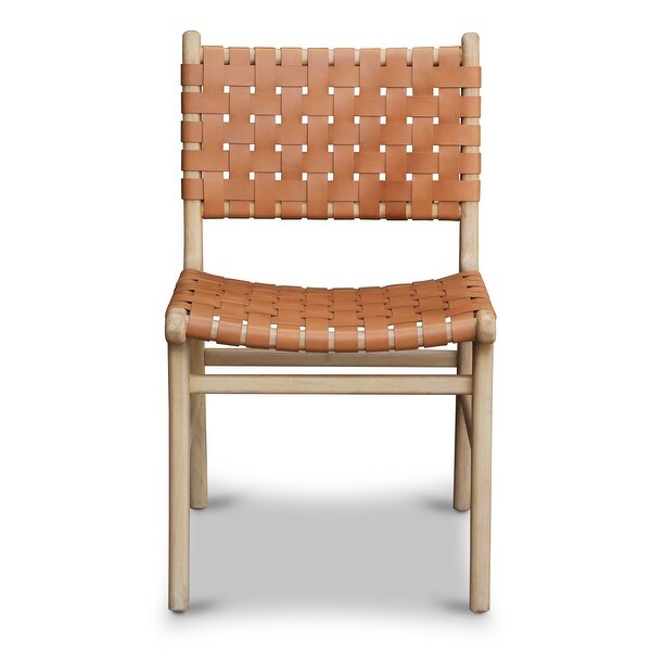 TEAK & LEATHER DINIG CHAIR① Poly & Bark Banda Teak & Leather Dining Chair - Solid Teak Wood
