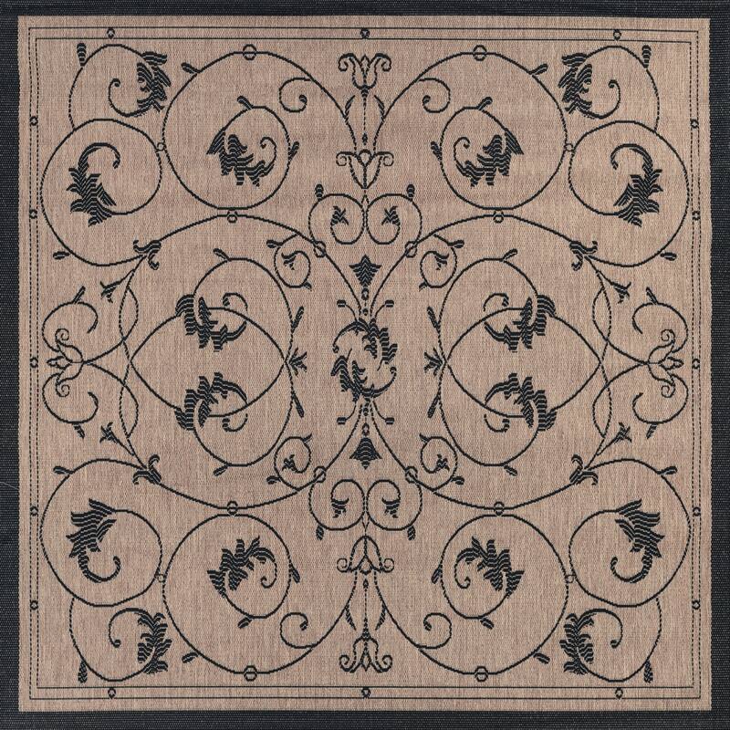 Dream Decor Rugs Pergola Savannah Indoor Outdoor Area Rug - 7'6" Square - Brown/Black