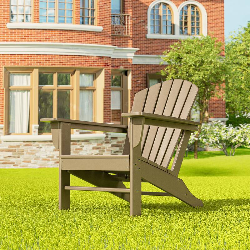 Altura Outdoor Eco-Friendly All Weather Poly Patio Adirondack Chair - Deep Seating - Weathered Wood