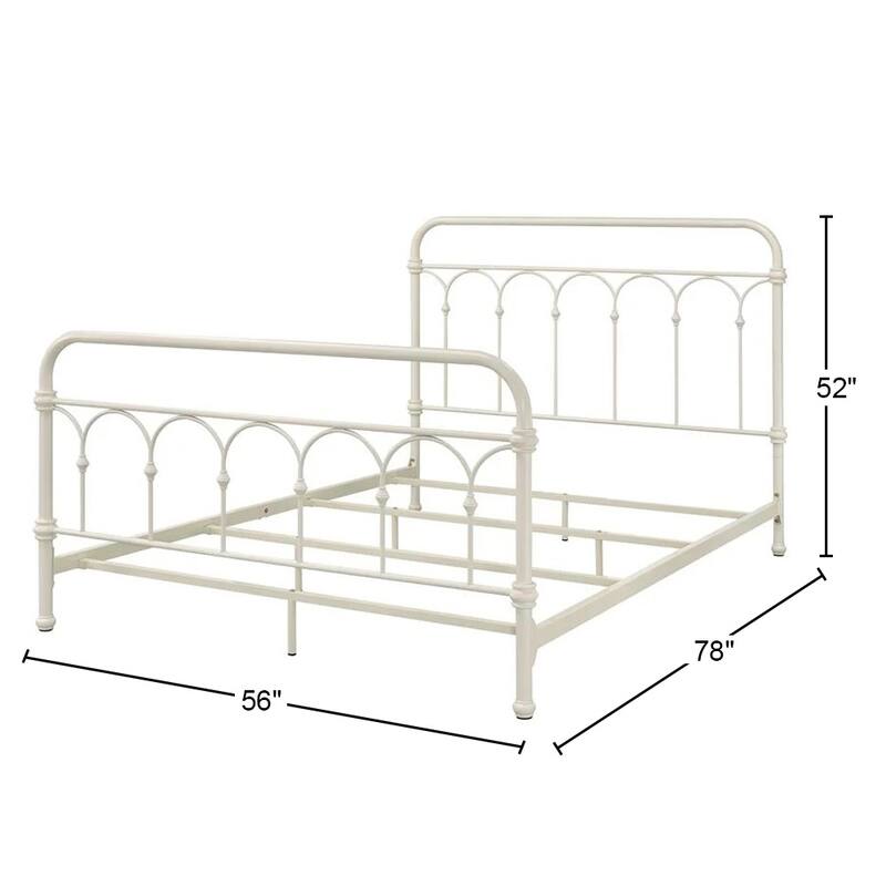 Metal Bed in White Finish