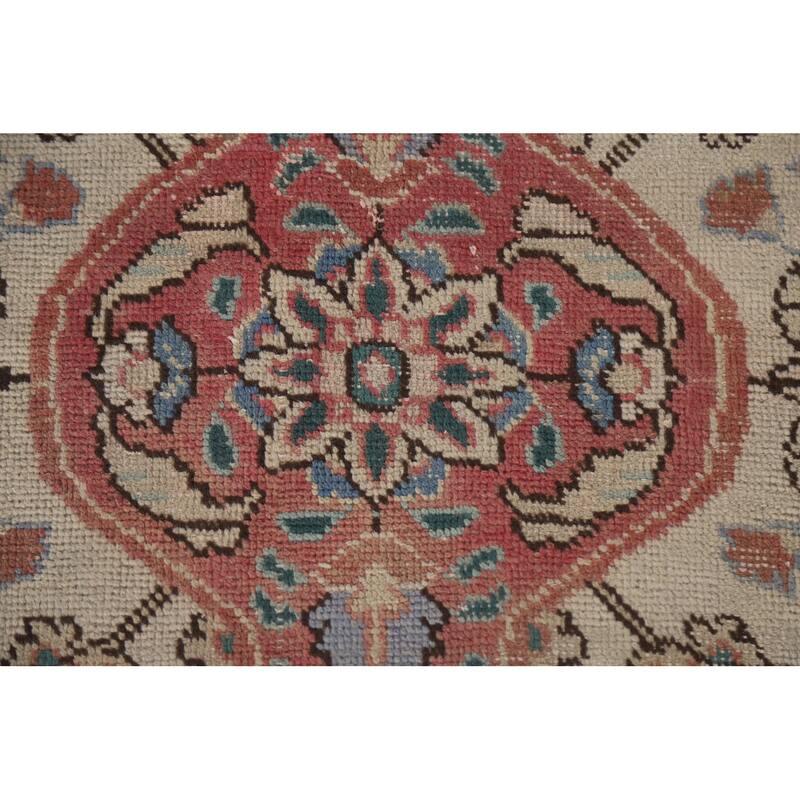 Hand Knotted Oriental 100% Wool Carpet Traditional Floral Pink Tabriz Area Rug - 12' 10'' X 9' 7''