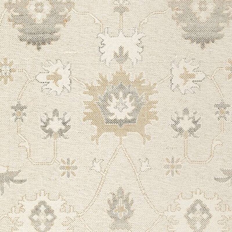 Kia 8 x 10 Large Area Rug, Handwoven Floral Patterns, Beige Brown Wool - 8 x 10