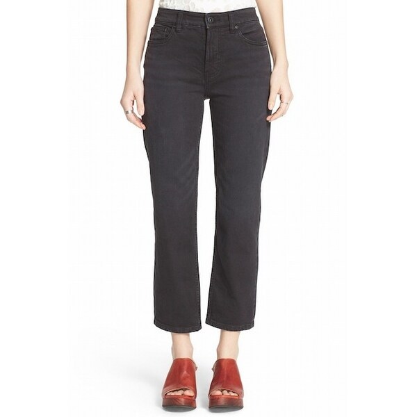 black cropped stretch jeans