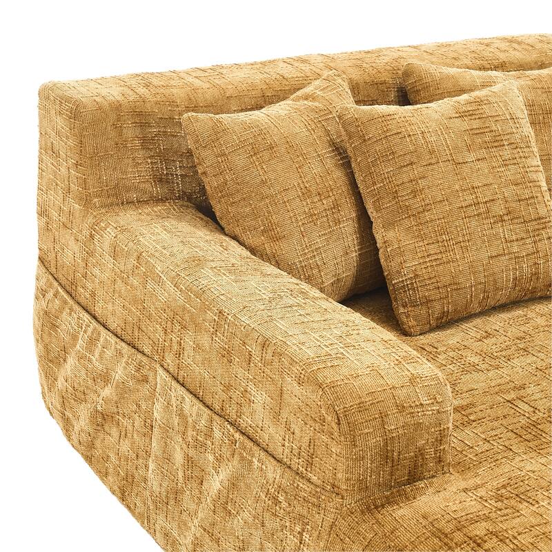 Chenille Interior Lazy Sofa Chaise Longue Armchair With Three Pillows And Armrestssleeping Sofa Bed