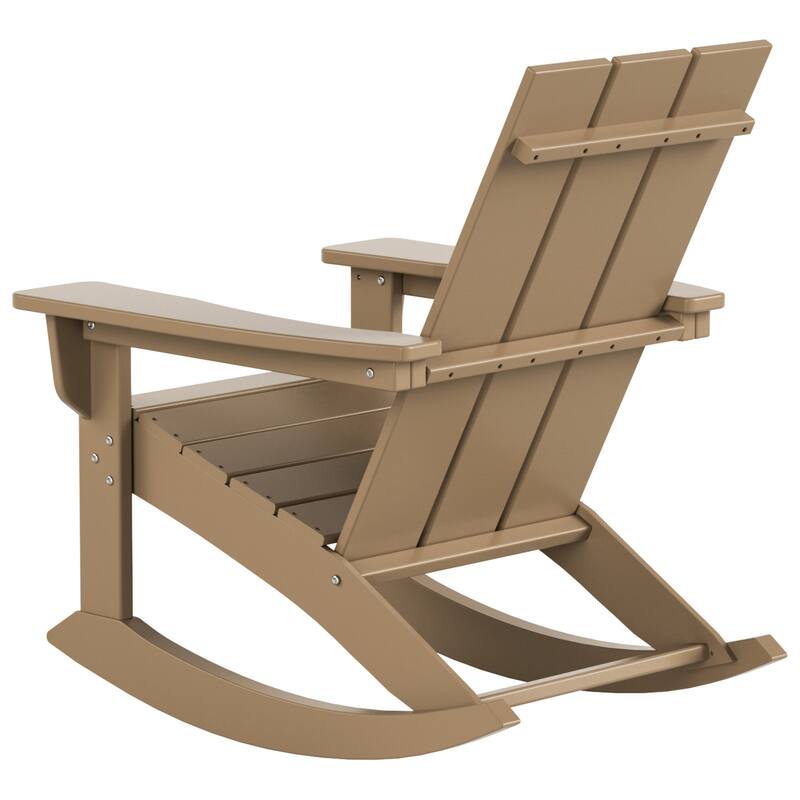 Shoreside Modern Eco-Friendly All Weather Poly Adirondack Rocking Chairs with Side Table (3-Piece Set)