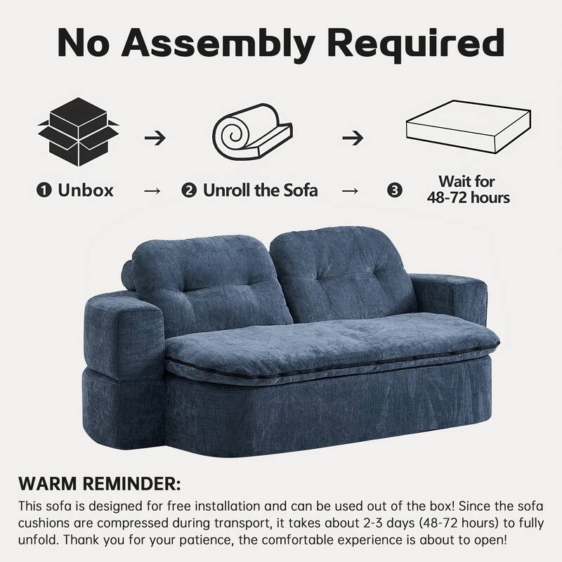 Modern 2-Seater Sofa 2-in-1 Sleeper Sofa Bed with Convertible Sofa Cushion Unfolds Into Quilt, 2 Pillows, for Living Room