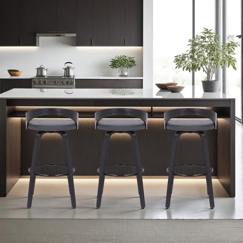 Carson Carrington Solavagen Mid-Century Modern Swivel Counter or Bar Stool - Grey & Black - Counter Height